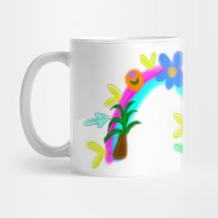 Blue pink watercolor rainbow art Mug